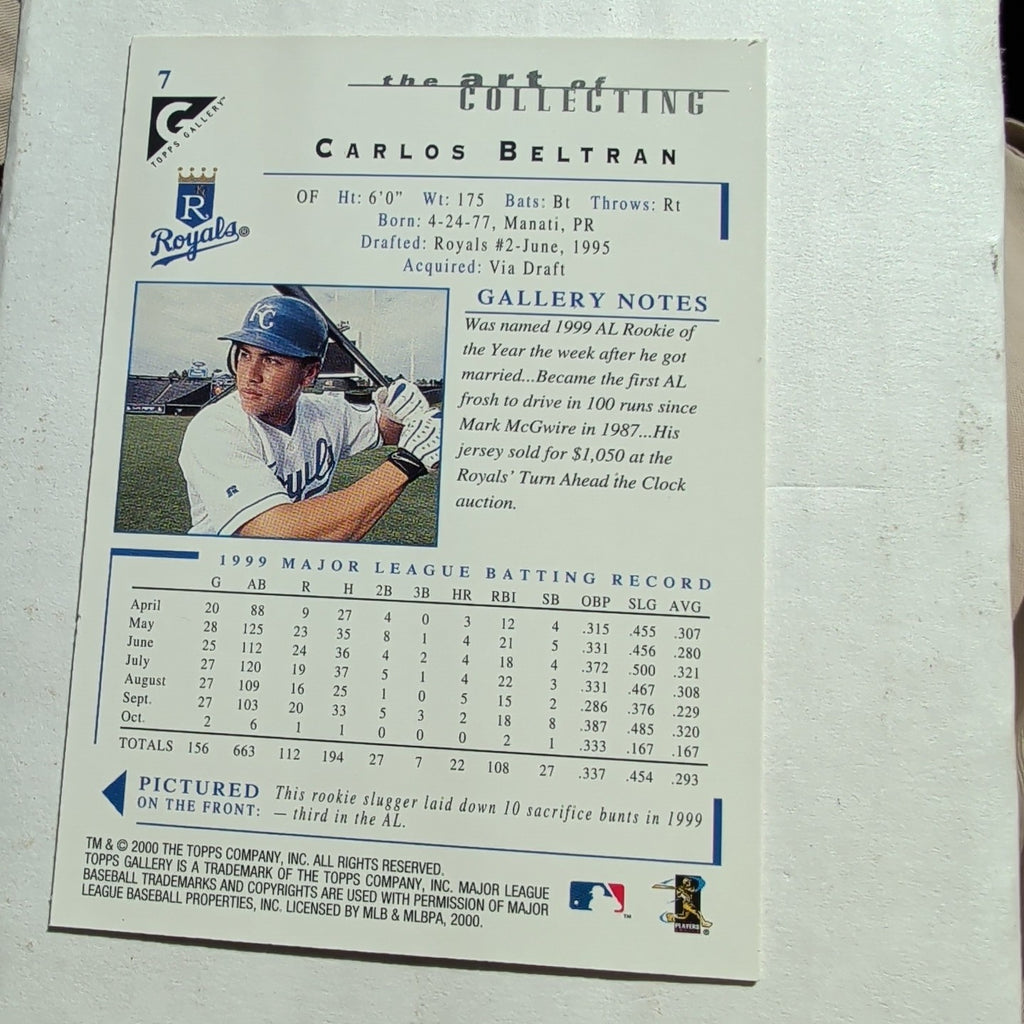 2000 Topps Gallery Carlos Beltran #7 Royals Canvas 1999 ROY HOF Vibe