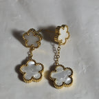3PC Jewelry Set Black White Gold Tone Necklace Bracelet Earrings