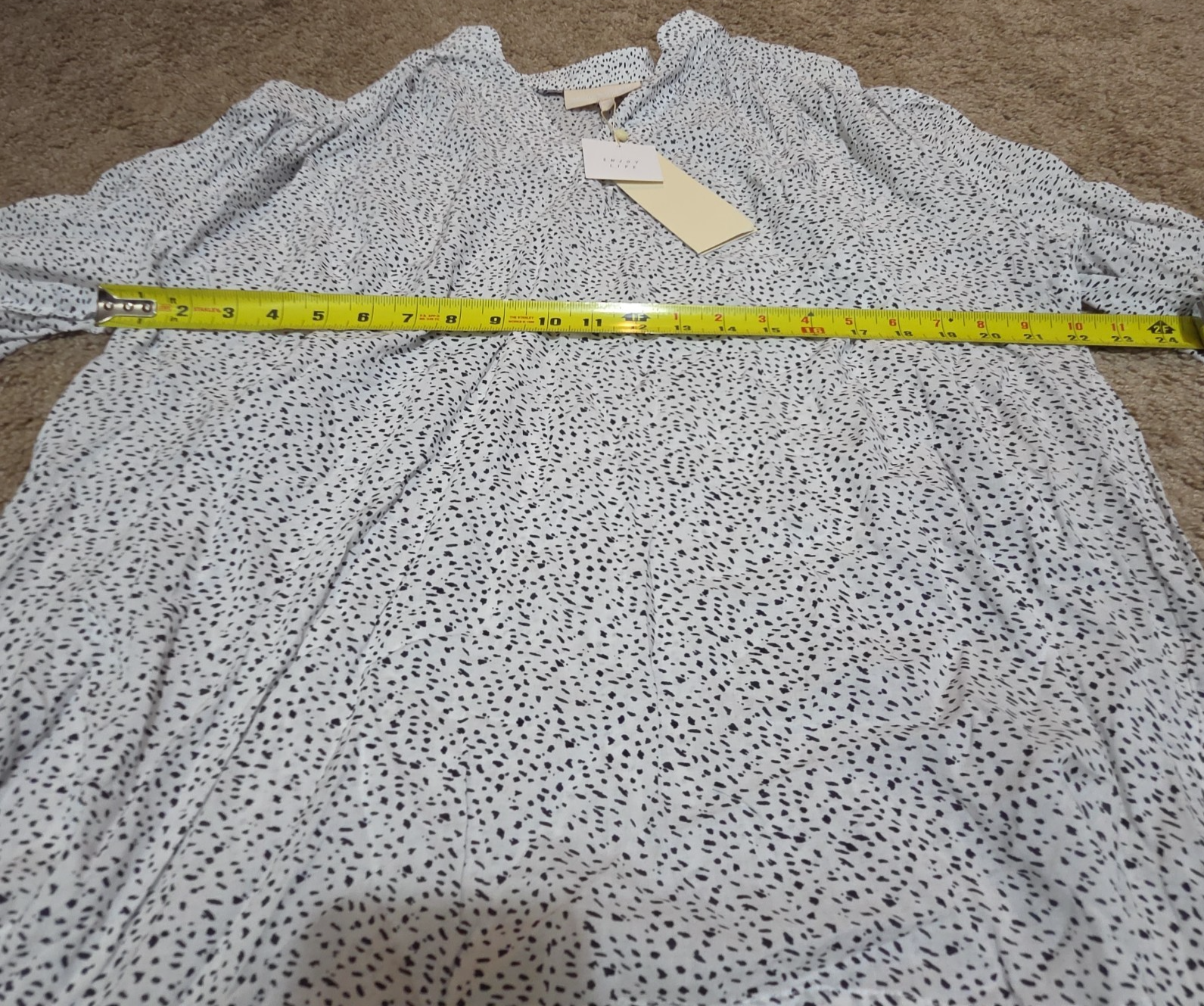 Grand & Greene Blouse Womens XL Speckled Print V-Neck Long Sleeve NWT Shirt