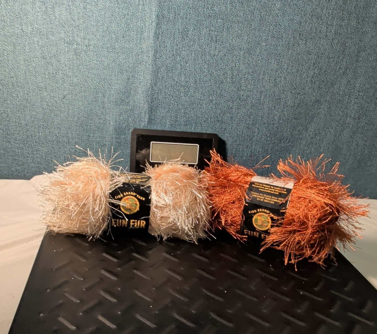 Lion Brand Fun Fur Yarn Copper & Champagne Eyelash Lot 2 Skeins 64yds Y2K NEW