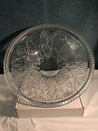 KIG Indonesia 10" Pressed Glass Bowl Starburst Floral MCM Centerpiece Serving