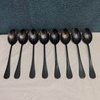 Set of 8 Black Stainless Steel Spoons 18/0 Modern Onyx Flatware Table Spoons Set