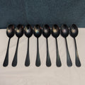 Set of 8 Black Stainless Steel Spoons 18/0 Modern Onyx Flatware Table Spoons Set