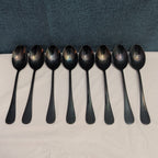 Set of 8 Black Stainless Steel Spoons 18/0 Modern Onyx Flatware Table Spoons Set