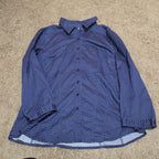 New York & Company Blouse Blue Polka Dot Button Down Office Wear Used Size L