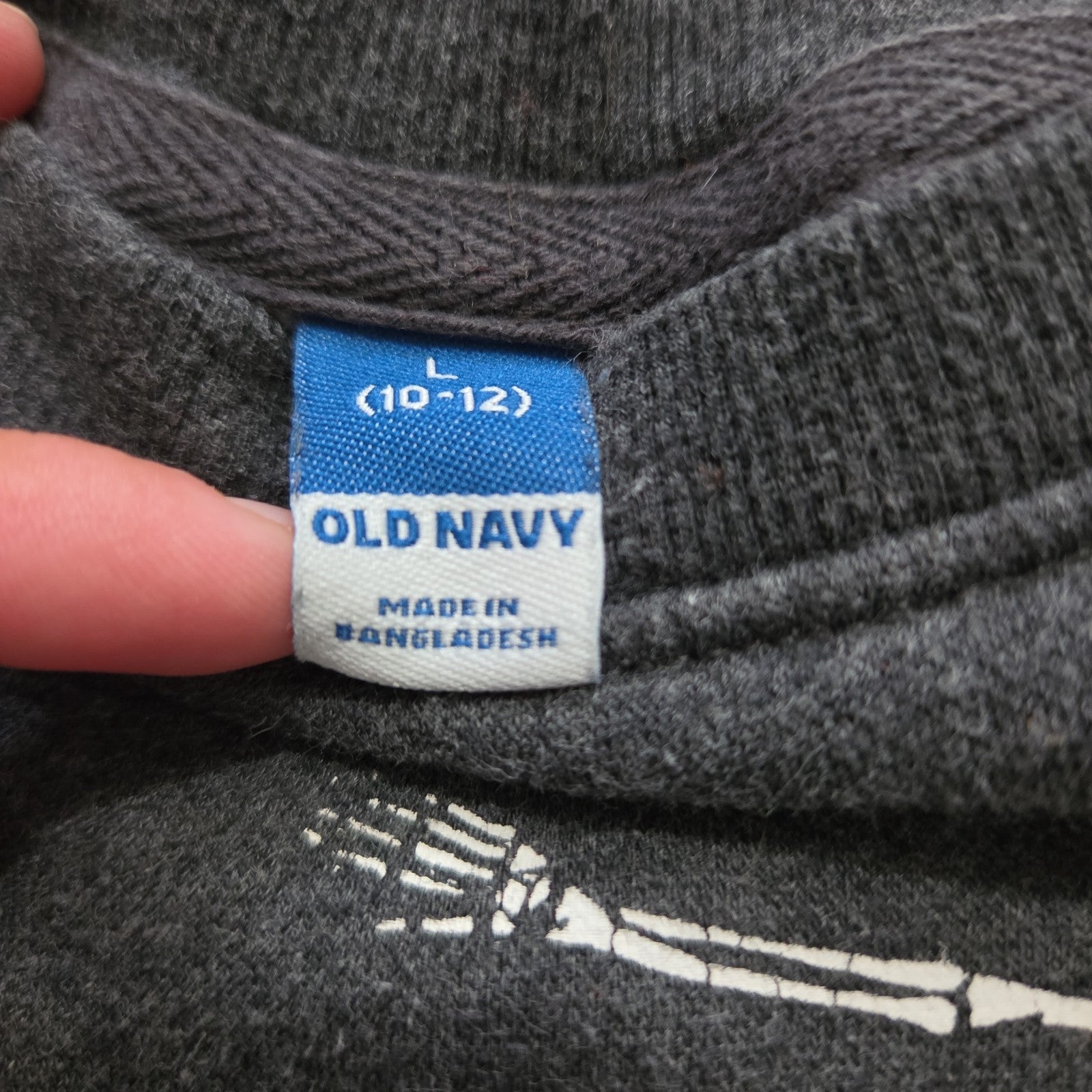 Old Navy Skateboard Skeleton Sweatshirt Boys L Grey Fleece Crewneck Preowned
