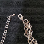 NY Collection Silver Tone Triple Chain Rhinestone Ring Cluster Necklace