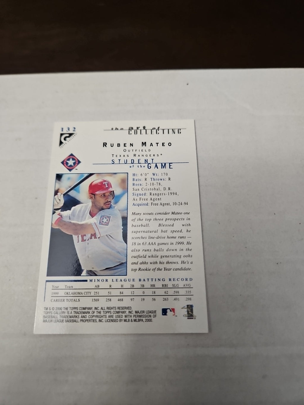 2000 Topps Gallery - Students of the Game Ruben Mateo #132
