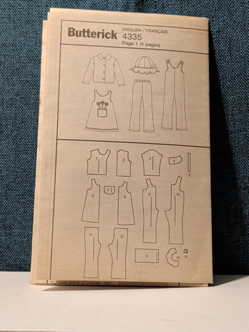 Butterick B4335 Pattern 2004 Girls 5-PC Wardrobe Jacket Jumper Pants Hat UNCUT