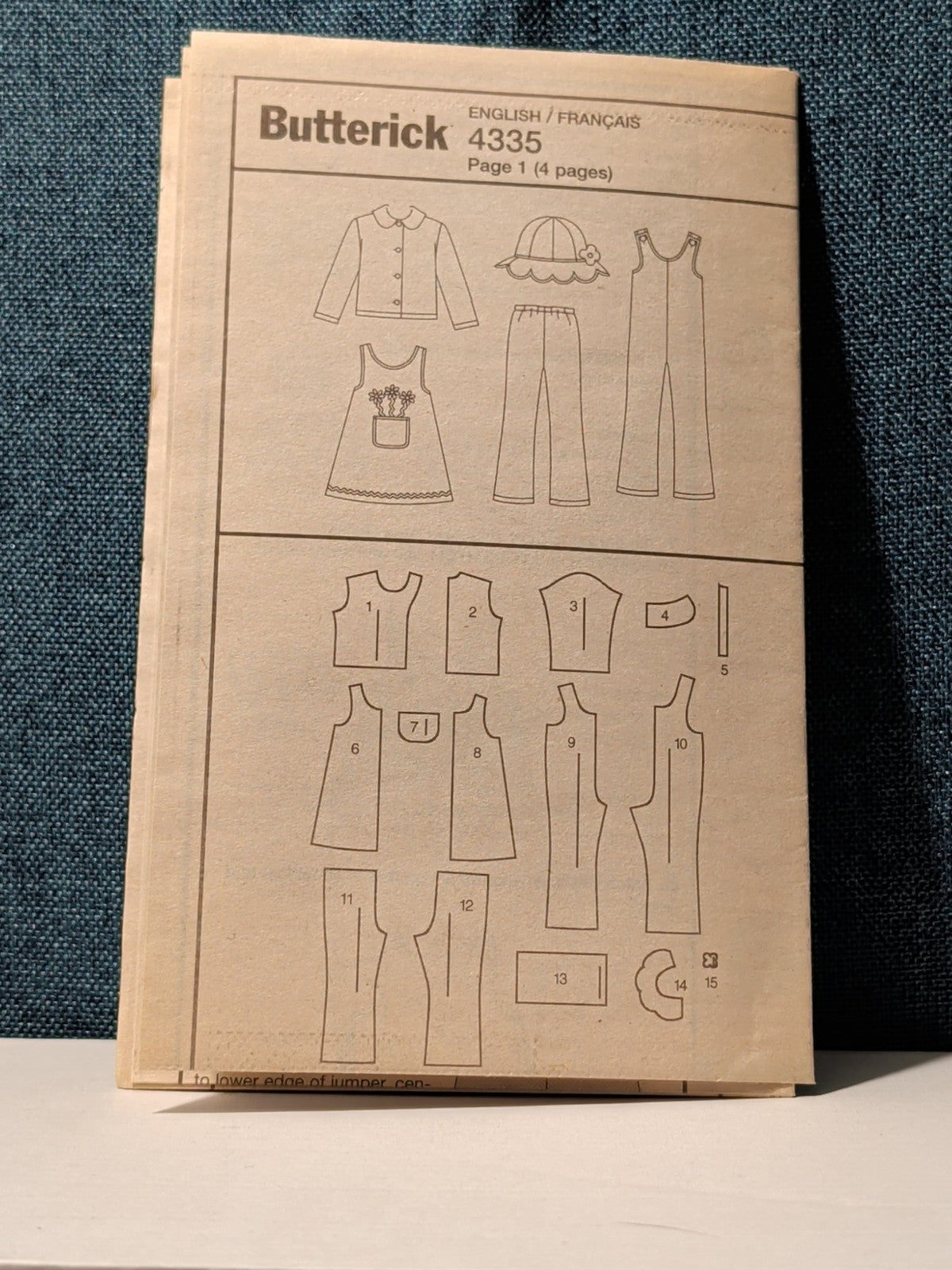 Butterick B4335 Pattern 2004 Girls 5-PC Wardrobe Jacket Jumper Pants Hat UNCUT