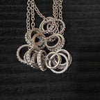NY Collection Silver Tone Triple Chain Rhinestone Ring Cluster Necklace