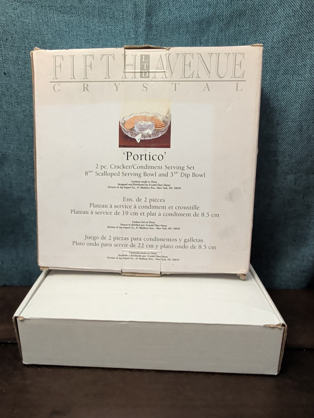 Fifth Avenue Crystal Portico 2 Pc Cracker Condiment Serving Set Lead Crystal NOB