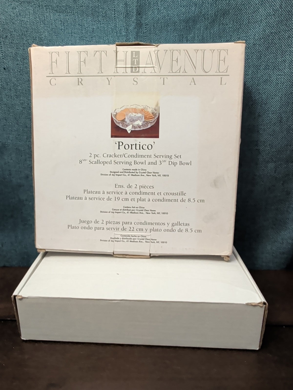 Fifth Avenue Crystal Portico 2 Pc Cracker Condiment Serving Set Lead Crystal NOB