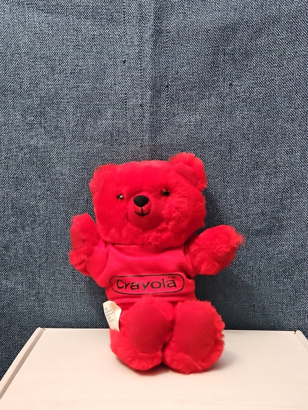 Vintage 1986 Crayola Teddy Bear Plush | Red Crayon Shirt | 7" Stuffed Animal |