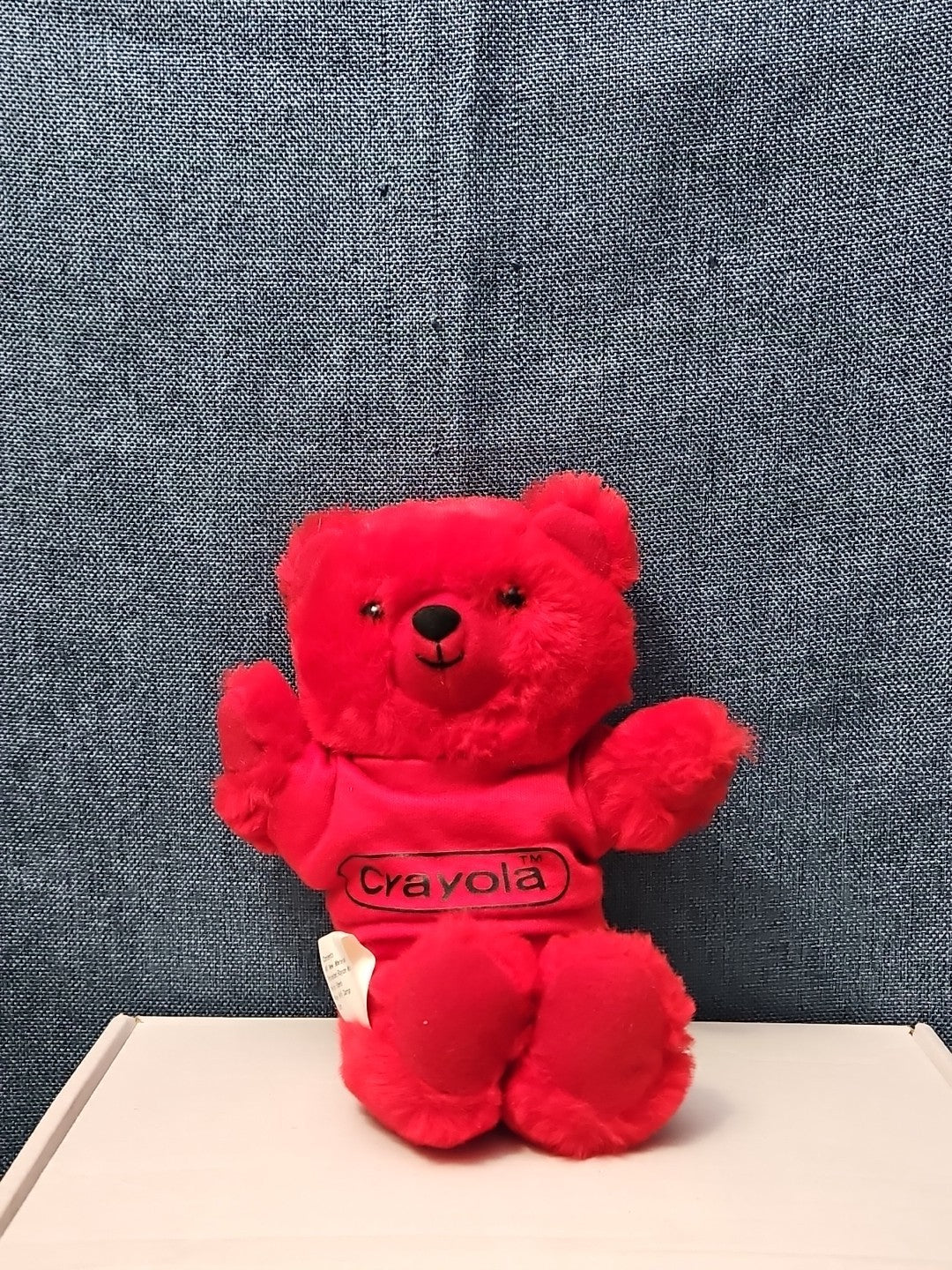 Vintage 1986 Crayola Teddy Bear Plush | Red Crayon Shirt | 7" Stuffed Animal |