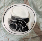 Tuscany Wide Brim Church Derby Dress Hat Black White Flower Bow Ribbon