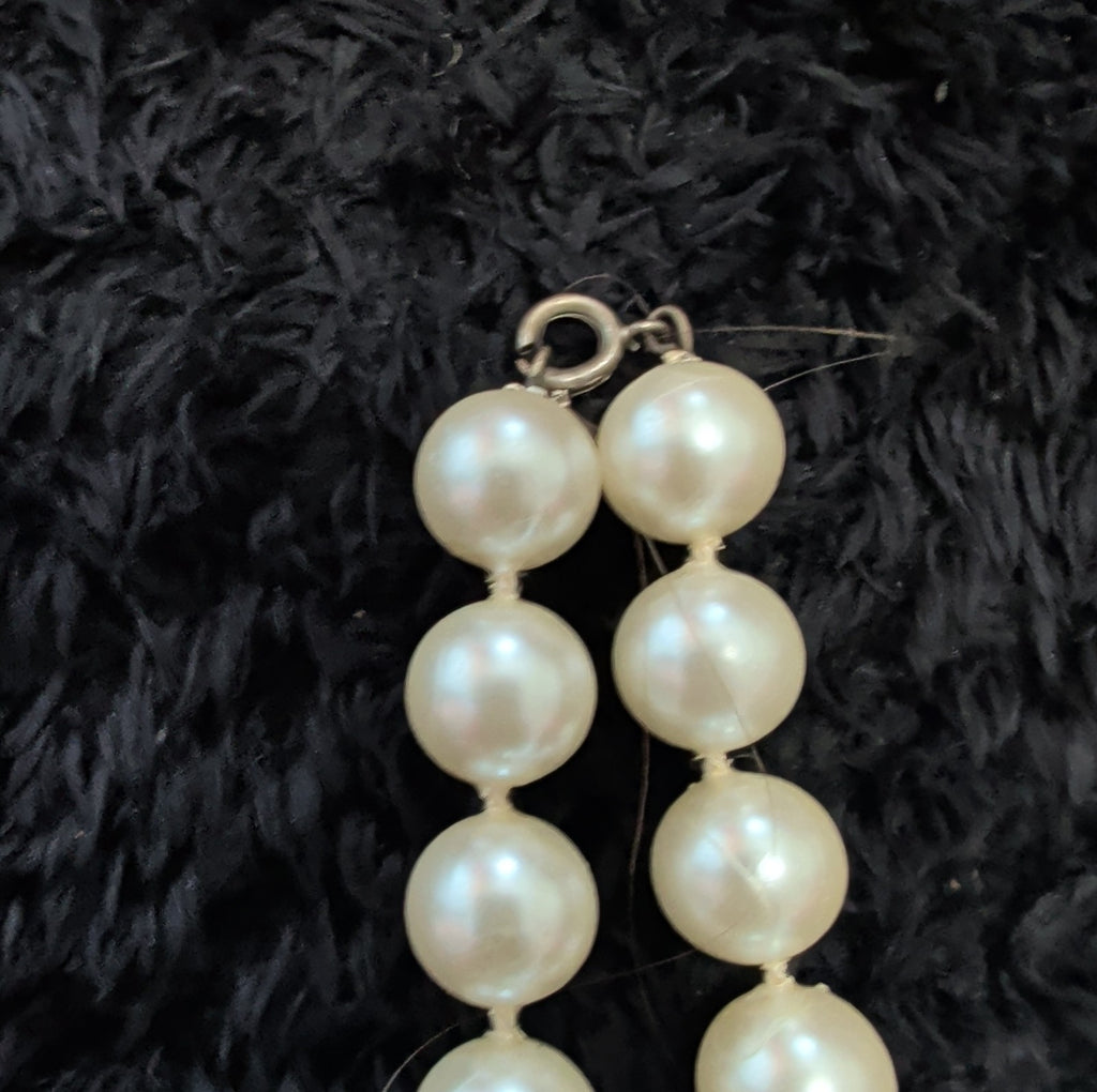 Vintage 54" Champagne Hand Knotted Faux Pearl Flapper Necklace