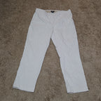 Jones New York Pants Womens 12 Tan White Stripe Pull On Crop Trouser Cotton Good