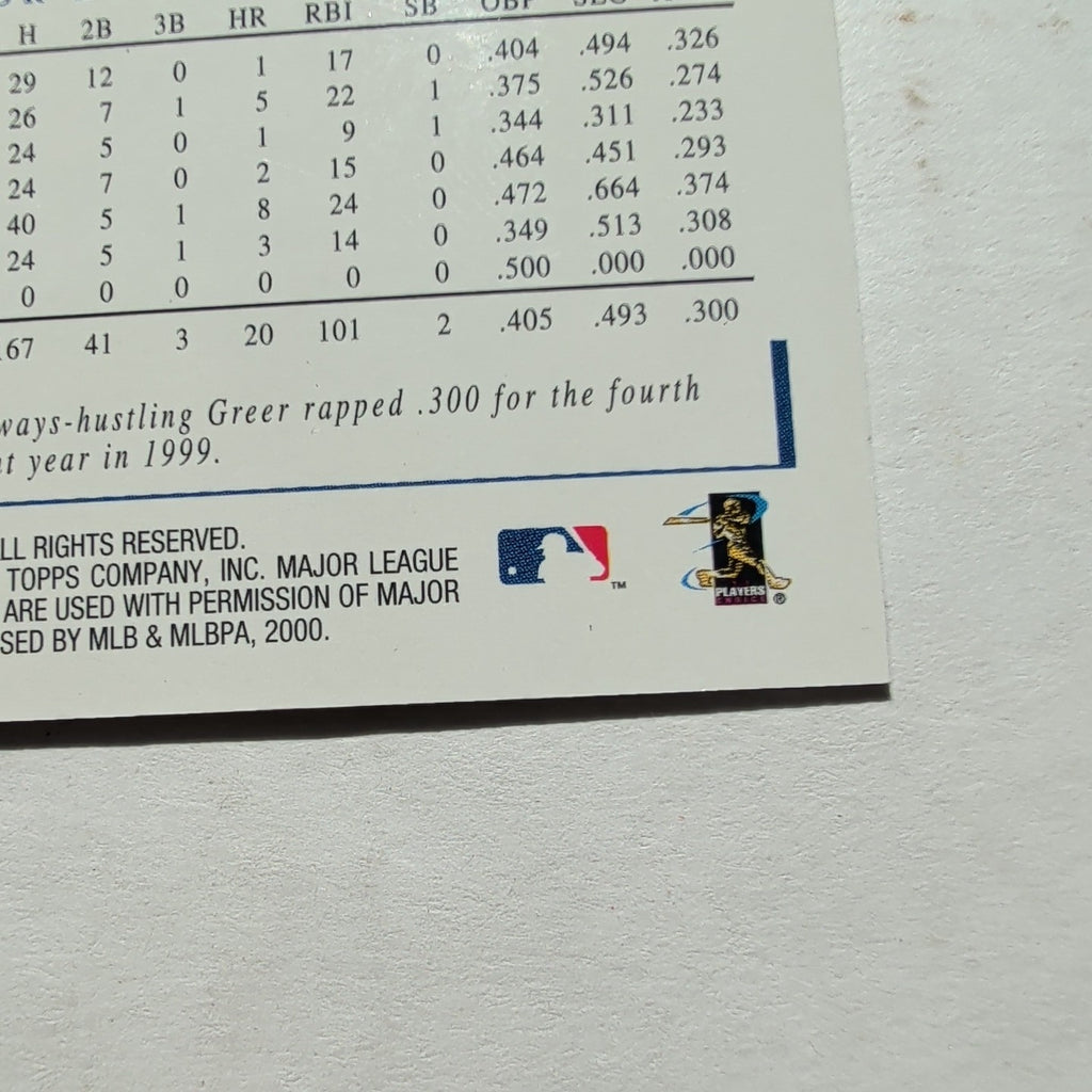 2000 Topps Gallery Rusty Greer #4 Texas Rangers Canvas Texture Baseball Card