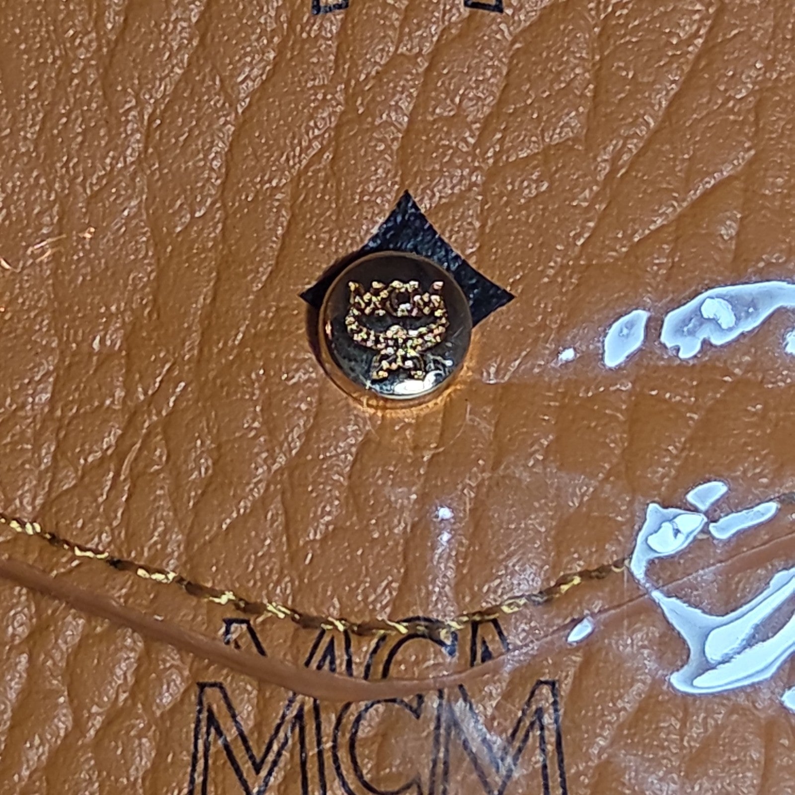 MCM Visetos Envelope Pouch Cognac Monogram Beauty Clutch NIB 200838
