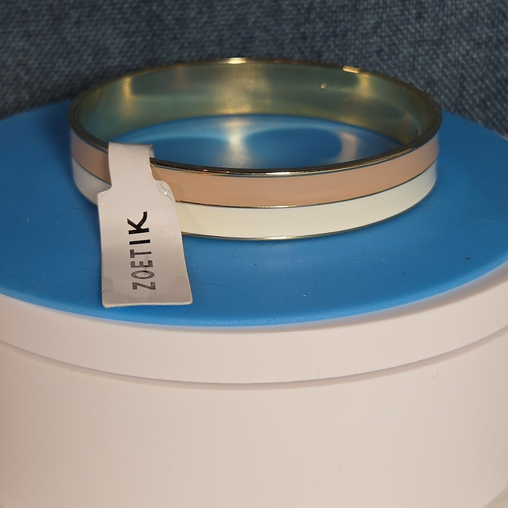 Zoetik Colorblock Enamel Bangle Bracelet Blush Pink Cream Gold Tone