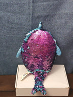 Shimmeez Arlo Narwhal Plush 11" | Reversible Sequin Blue to Purple | Sensory