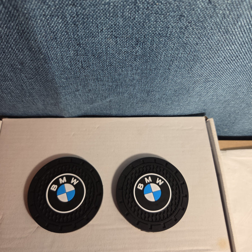 BMW Cup Holder Coasters Silicone Black Blue Auto Accessory