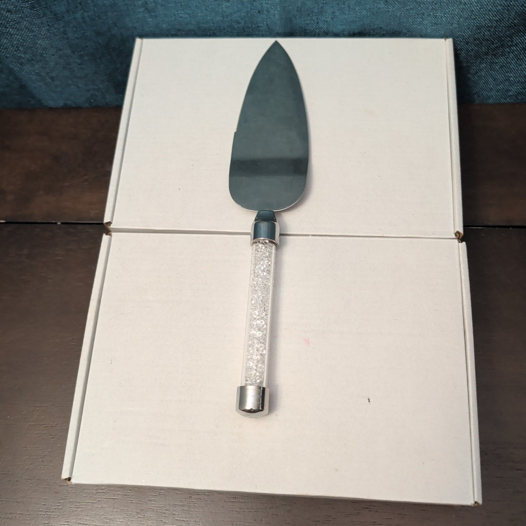 Mr & Mrs Wedding Cake Server Knife Set | Crystal Filled Bling Handle Stainless