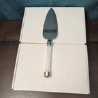 Mr & Mrs Wedding Cake Server Knife Set | Crystal Filled Bling Handle Stainless