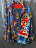 Nintendo Mario Kart Pajama Set Boys Size 6/7 Fleece Button Down 2-Piece PJs