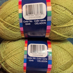 Herrschners Afghan Yarn 2 Ply Celadon Green Acrylic 2 Skein Lot 0046