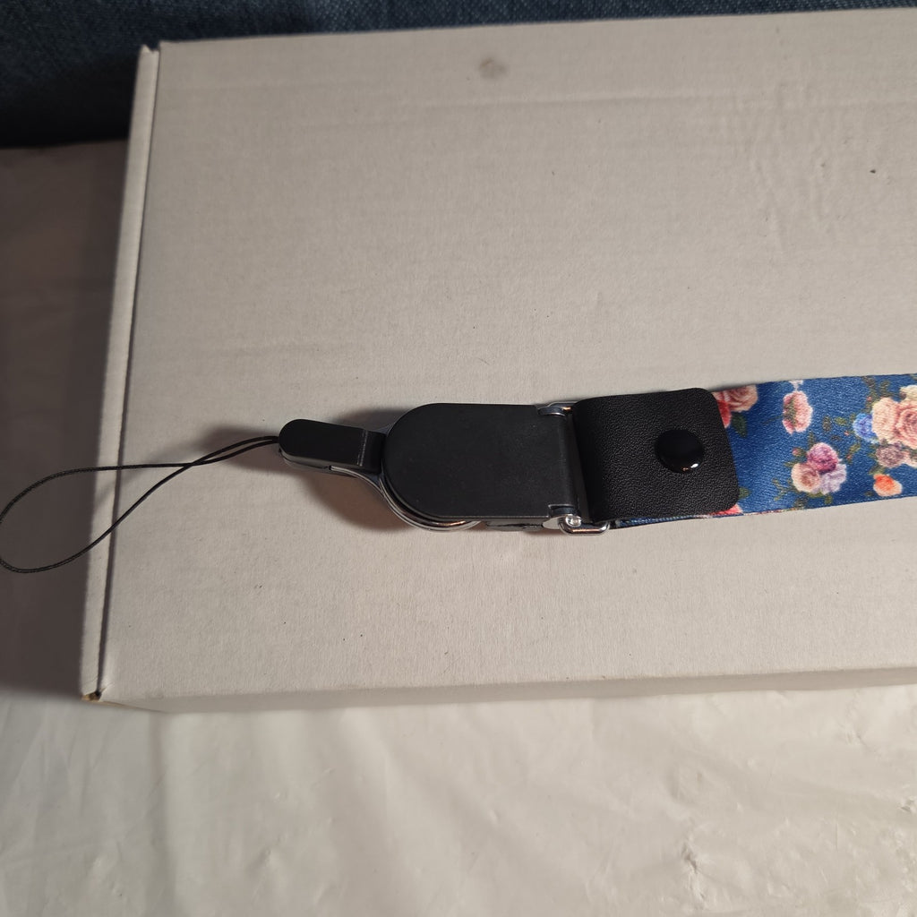 Blue Floral Phone Lanyard Quick Release Detachable Strap Loop