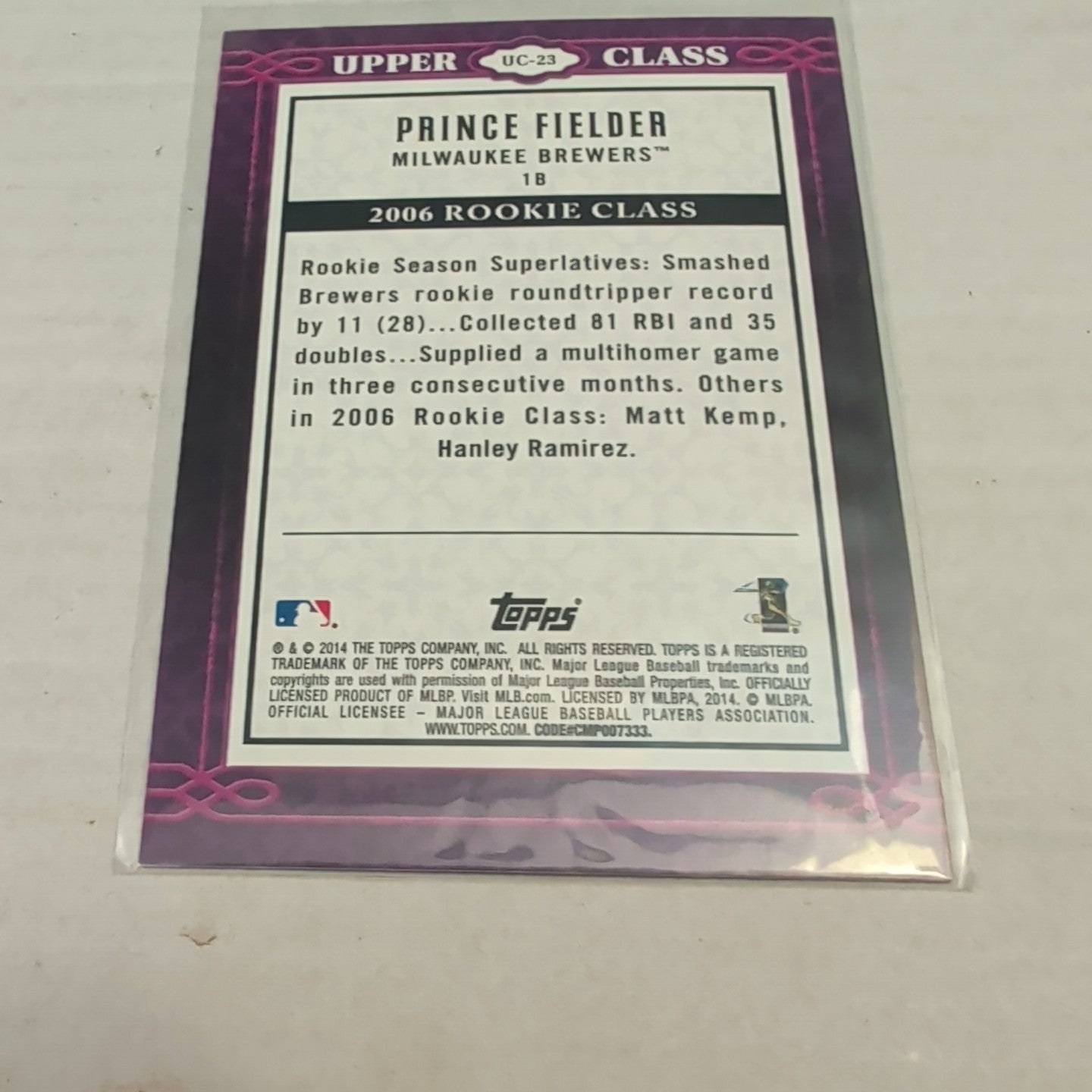 2014 Topps Upper Class Prince Fielder #UC-23 Brewers Insert