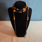 Earth Tone Bead Coppertone Chain Necklace Boho 70s Vibe