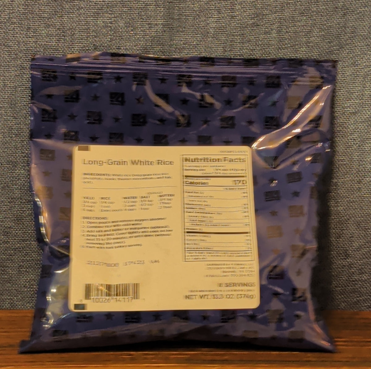 4Patriots Long Grain White Rice Survival Food Pouch 8 Servings