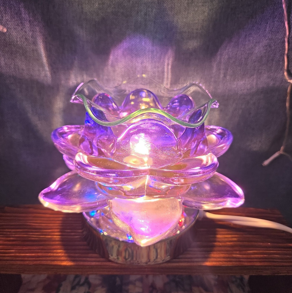 Flower Touch Lamp Glass Oil Warmer Multicolor