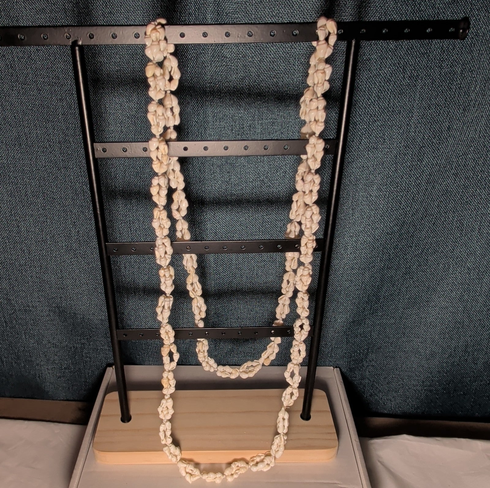 Hawaiian Woven Shell Lei Long Necklace Boho Beach