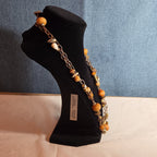 Earth Tone Bead Coppertone Chain Necklace Boho 70s Vibe