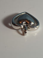 Double Heart Pendant Silver Tone Puffed Charm Y2K