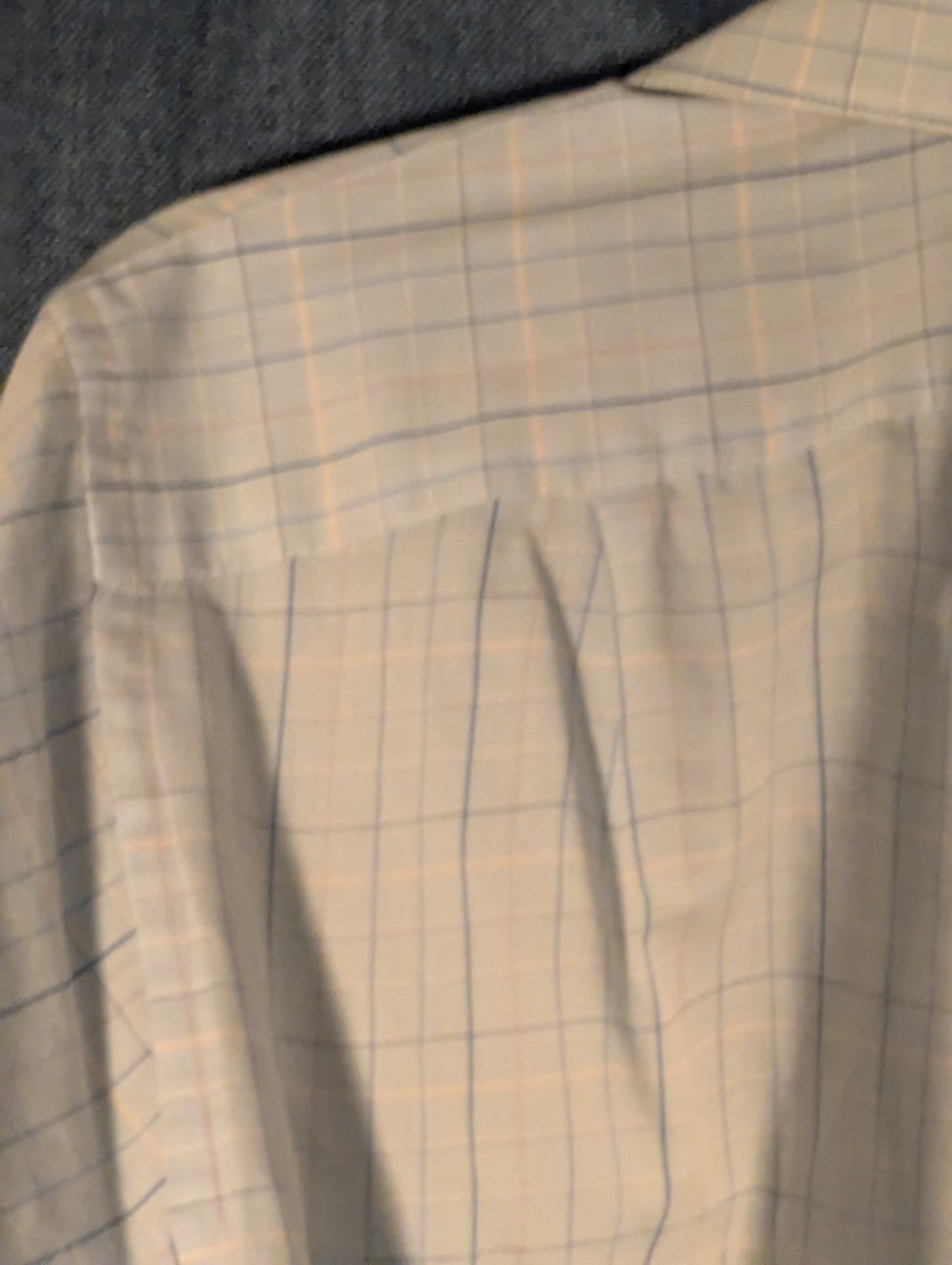 Van Heusen Wrinkle Free Broadcloth Dress Shirt Men's 16 (34/35) Light Blue Plaid