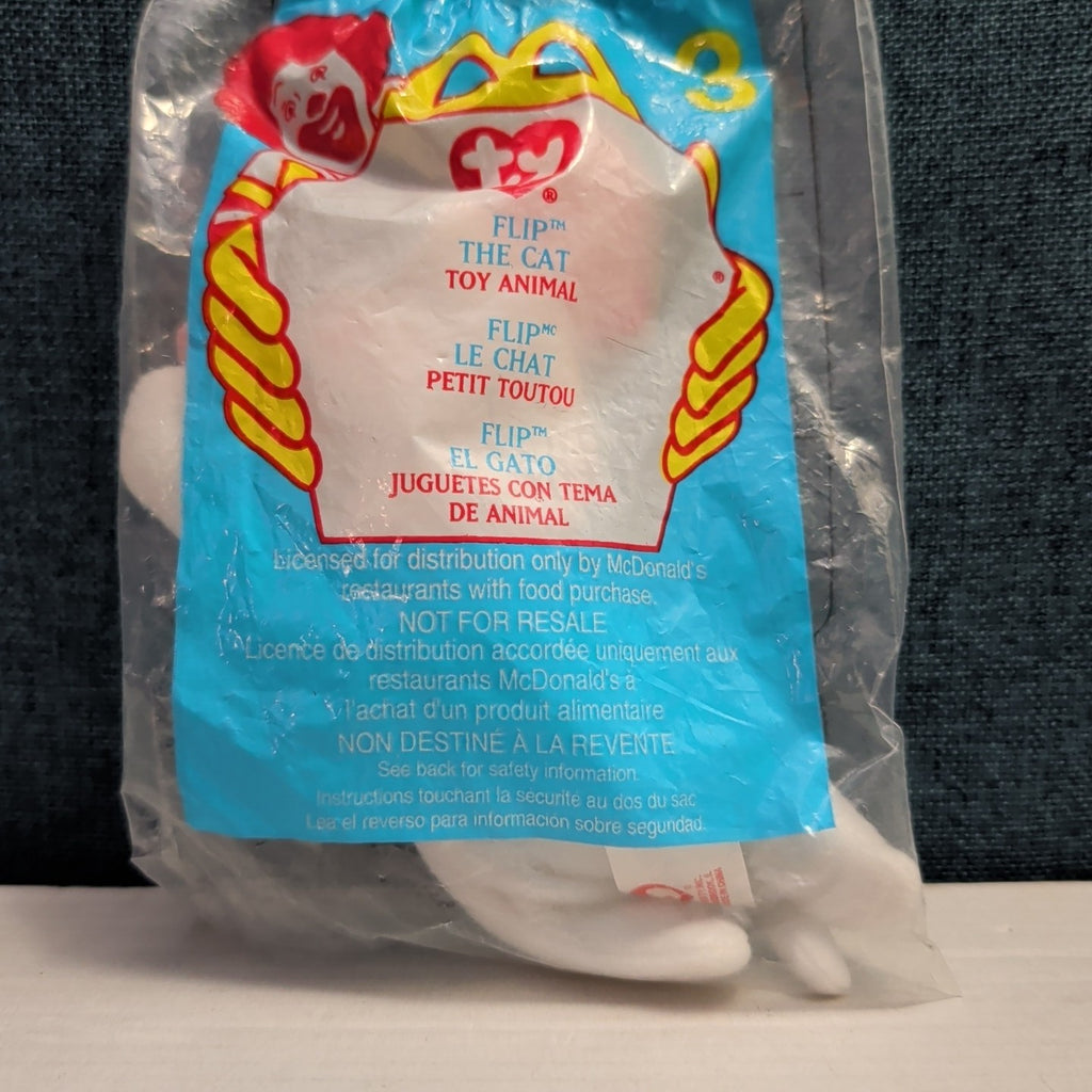 Ty Teenie Beanie Babies Flip the Cat #3 McDonald’s 2000 Sealed New White Cat Toy