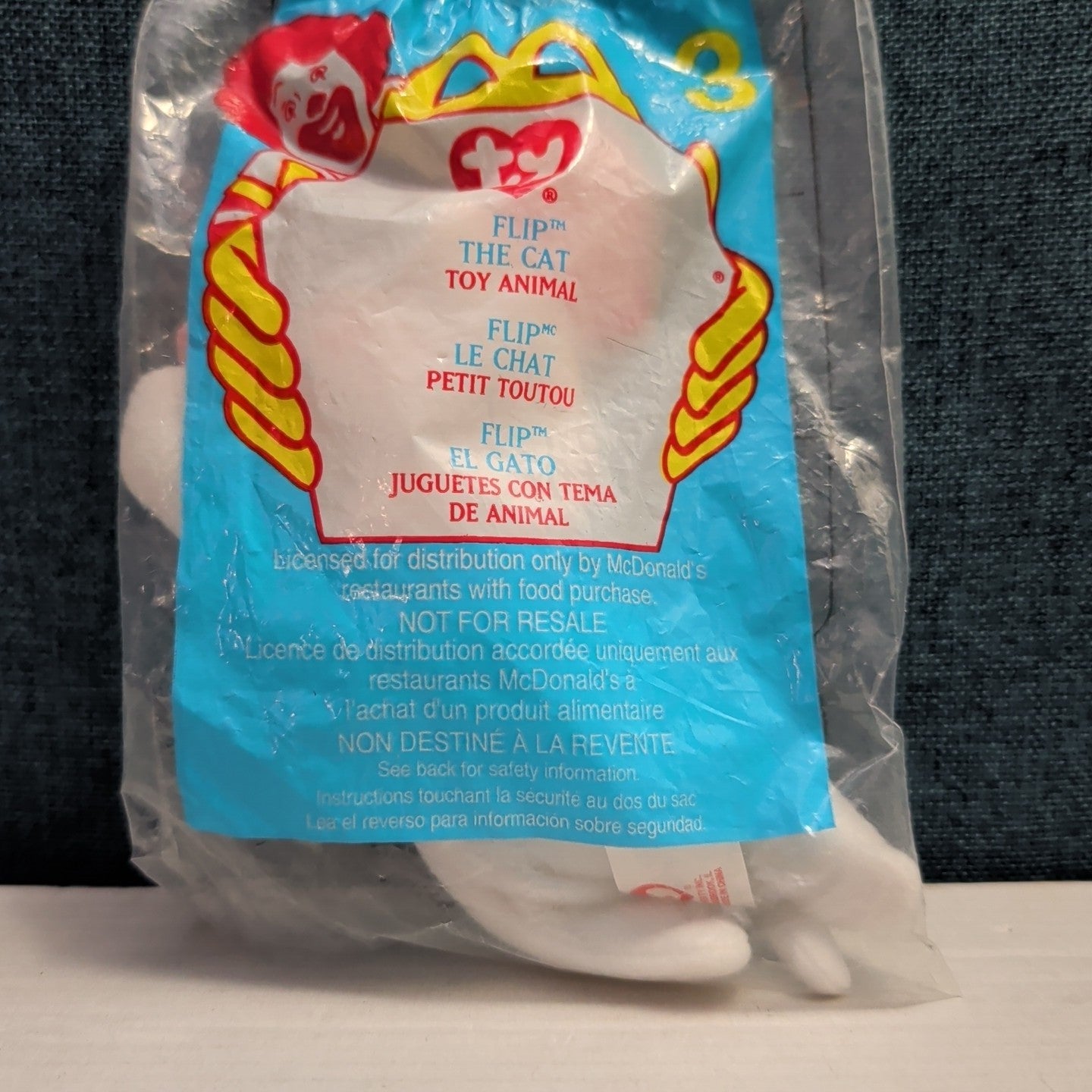 Ty Teenie Beanie Babies Flip the Cat #3 McDonald’s 2000 Sealed New White Cat Toy