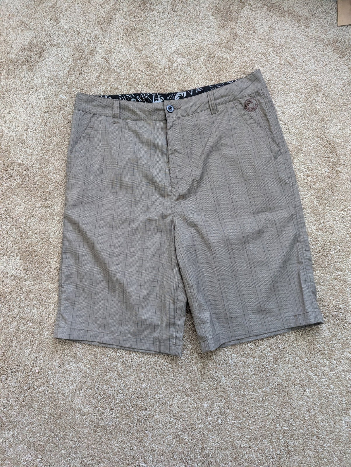 O'Neill Hybrid Boardshorts Men's Size 34 Gray Plaid Swim Trunks Walker Shorts