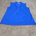 Dana Buchman Draped Neck Blue Sleeveless Top Blouse Gently Used Large