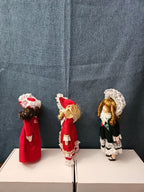 Set of 3 Vintage Porcelain Dolls | Red & Green Velvet | Christmas Carolers