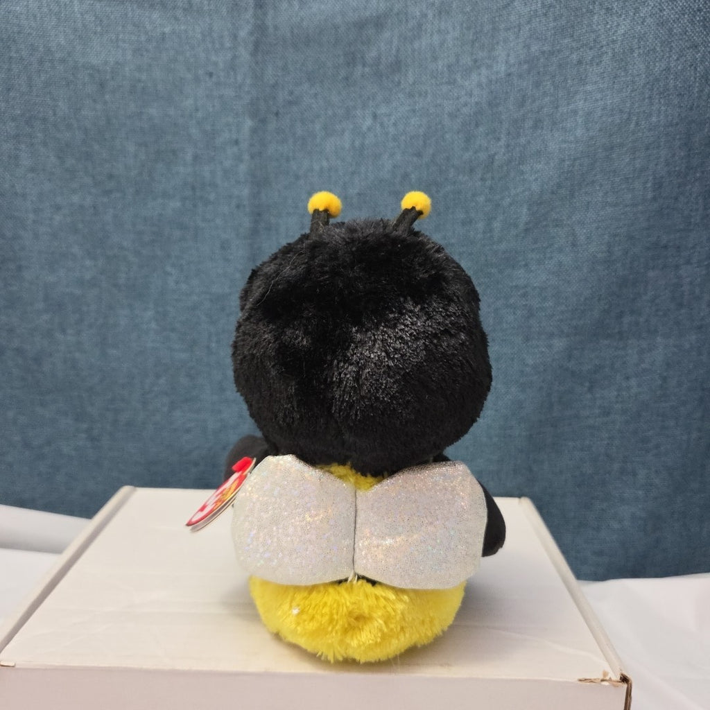Ty Beanie Boos Buzby the Bee 6" Plush Gold Glitter Eyes Retired 2014 MWMT 36150