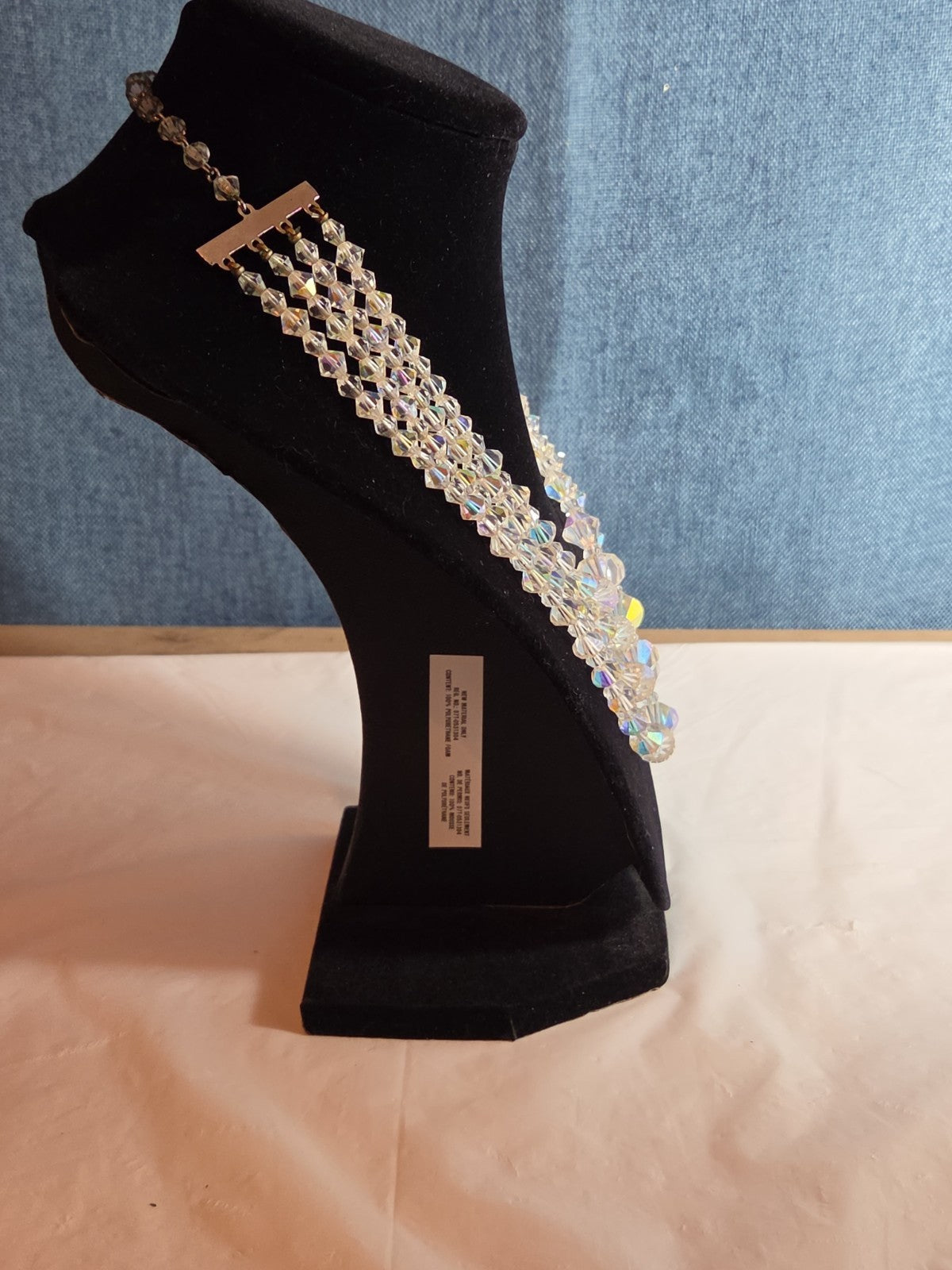 Deltah 4-Strand Aurora Borealis Crystal Necklace Vintage Glam