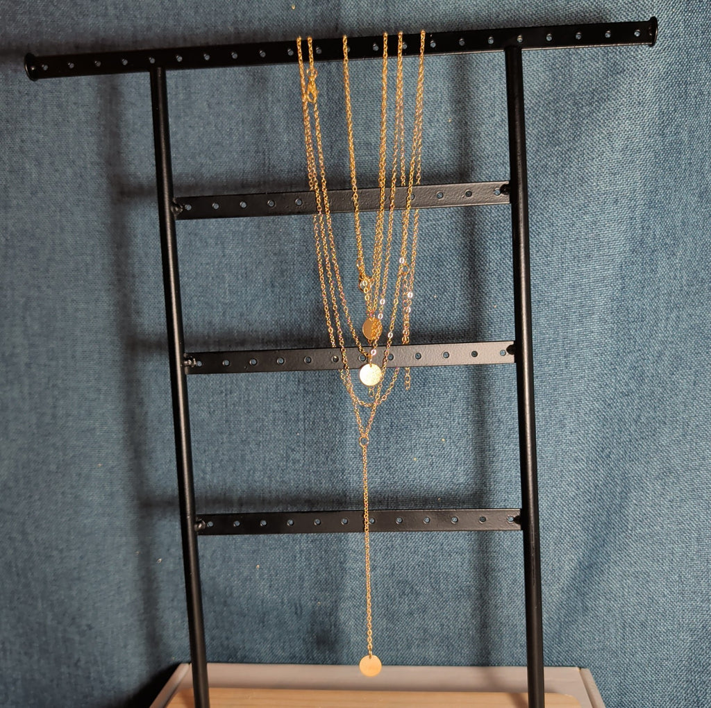 Layered Necklace Gold Tone Medallion Minimalist