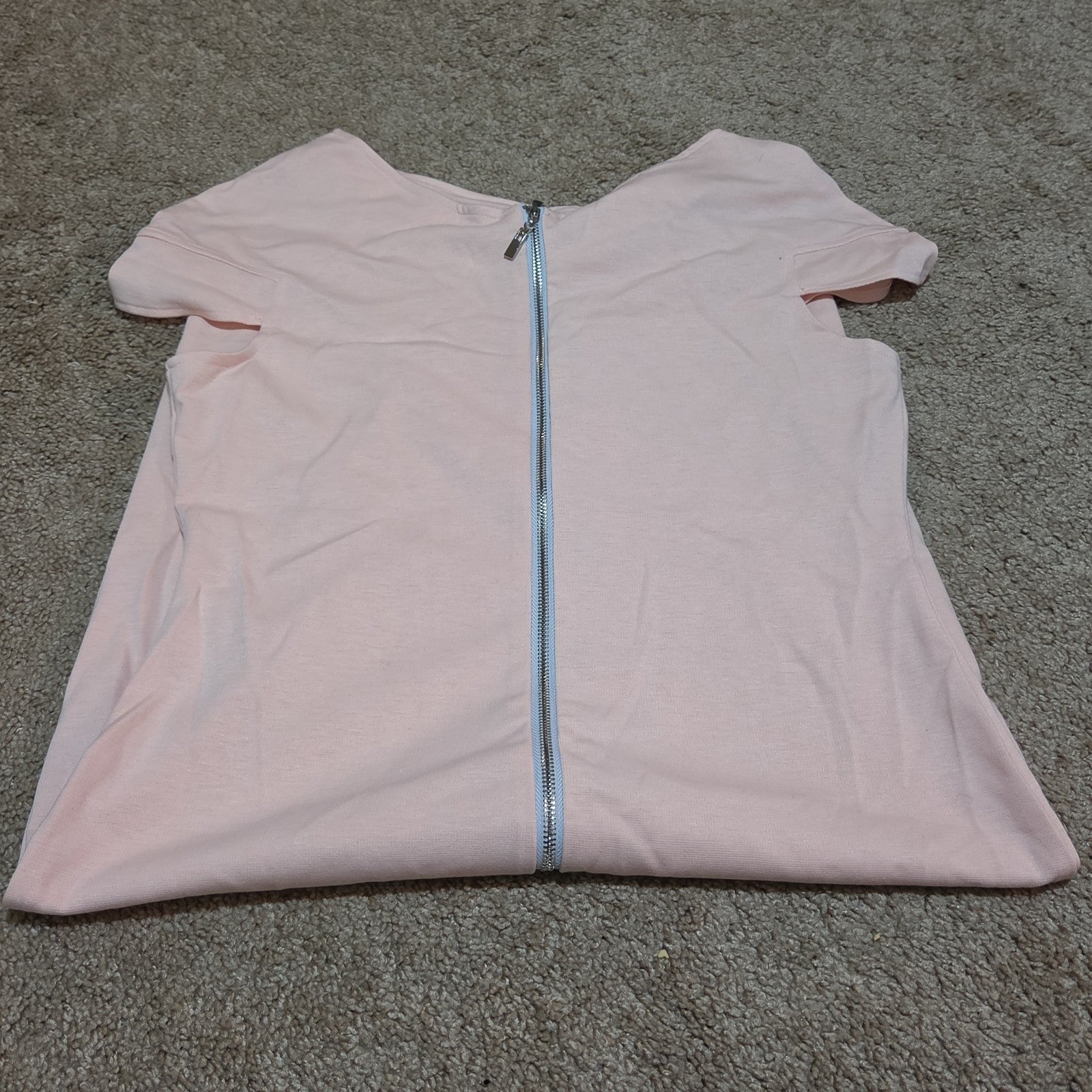 Blush Pink Midi Dress Full Zip Cutout Short Sleeve Bodycon XXL