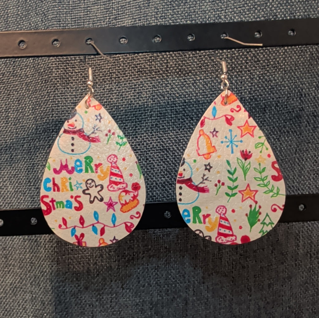 Faux Leather Teardrop Earrings Christmas Holiday Party Vibe NEW